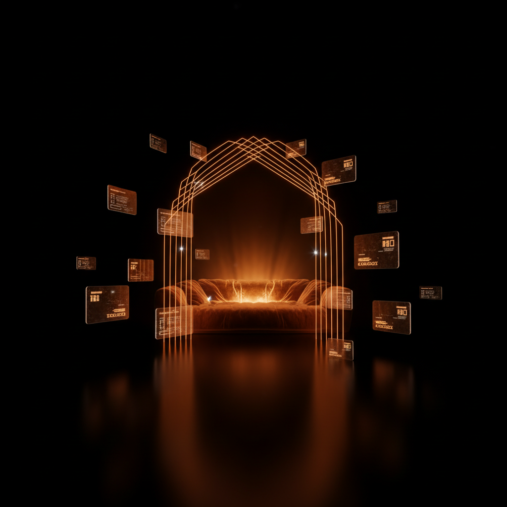 Premium members area — futuristic VIP gateway with holographic access tokens